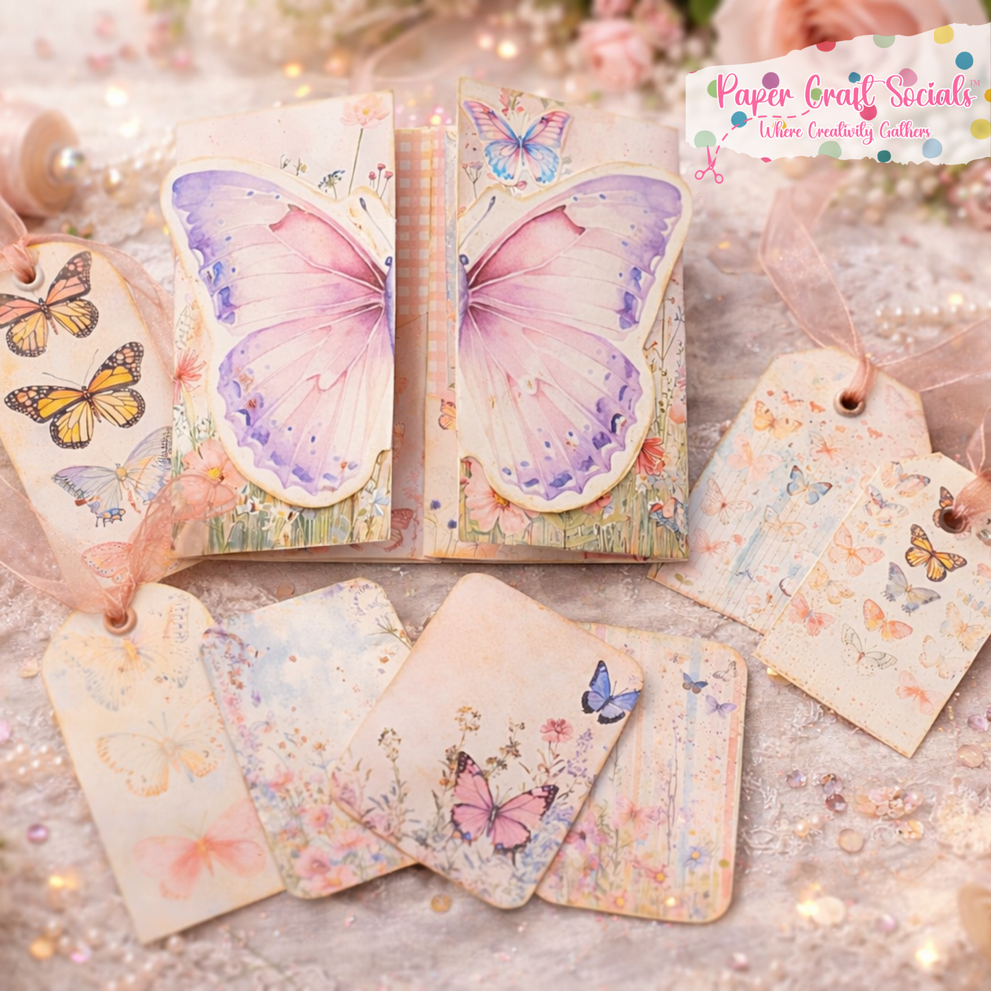 Butterfly Fantasies 3D Folio Card Kit — Ribbon + Velcro Bundle