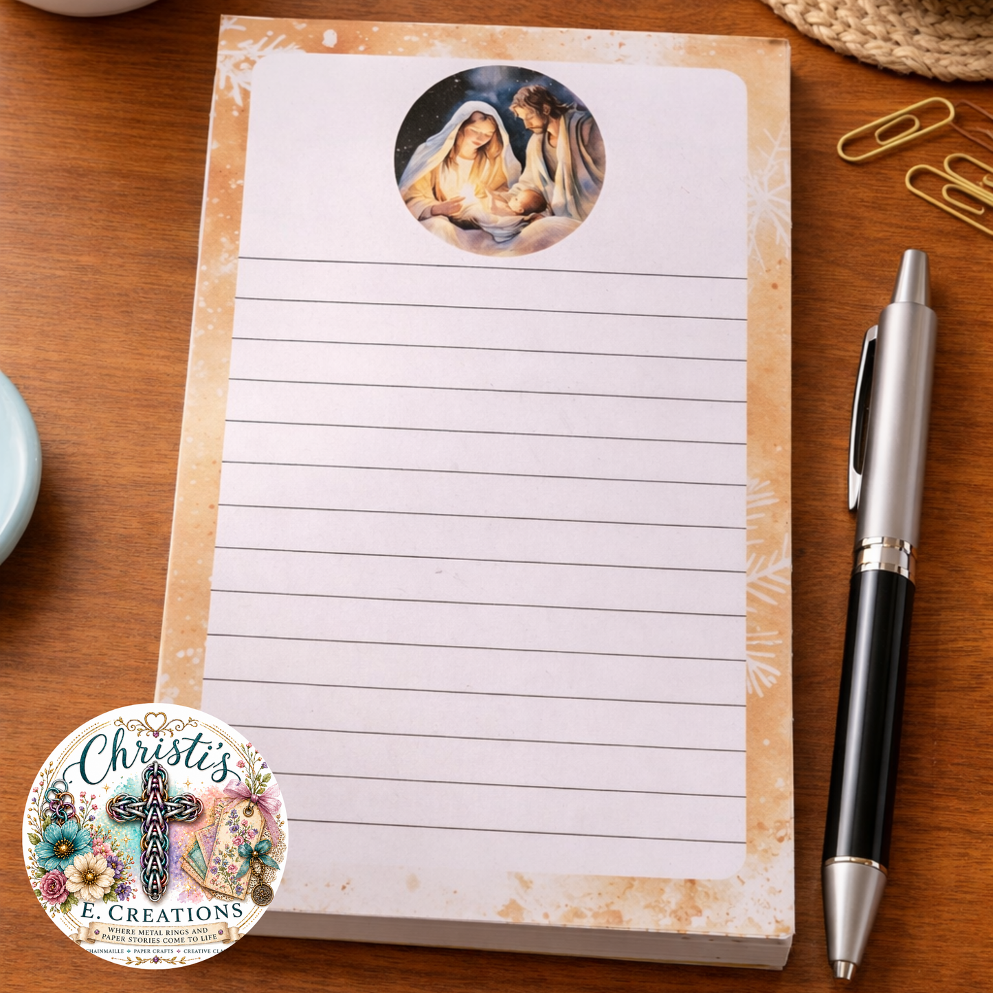 Nativity Story Handmade Notepad – 4" x 6" – 25 Different Images