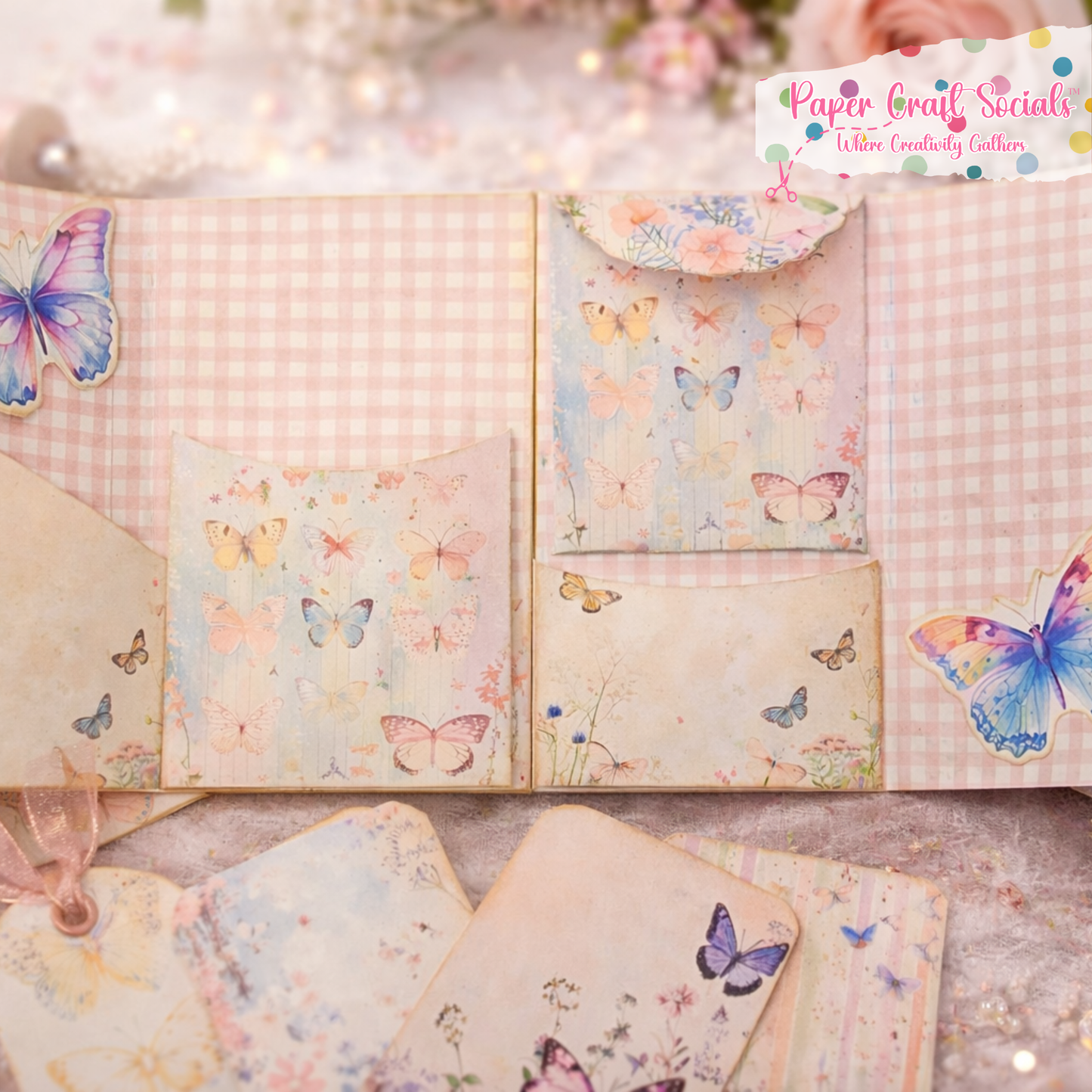 Butterfly Fantasies 3D Folio Card Kit — Ribbon + Velcro Bundle