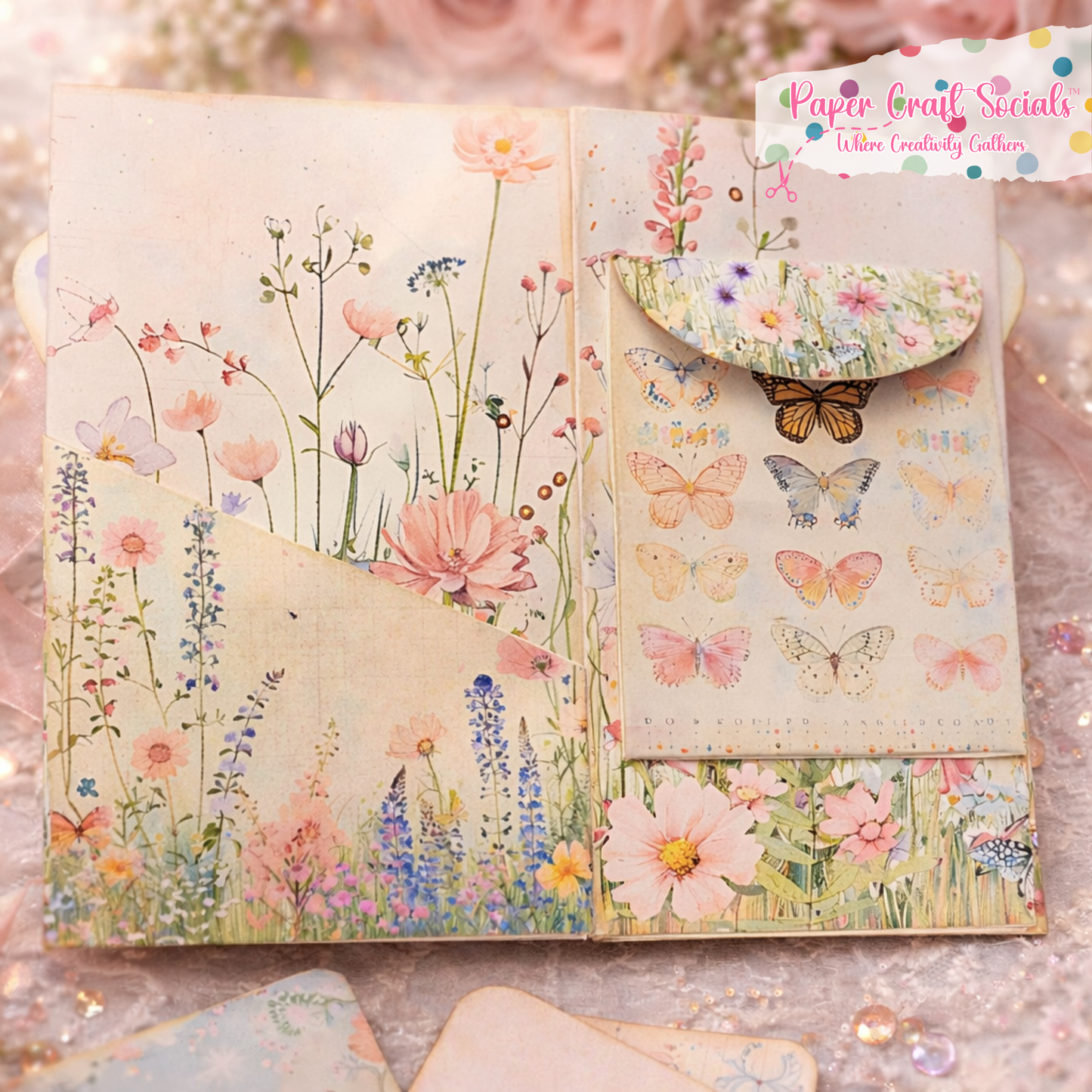 Butterfly Fantasies 3D Folio Card Kit — Ribbon + Velcro Bundle