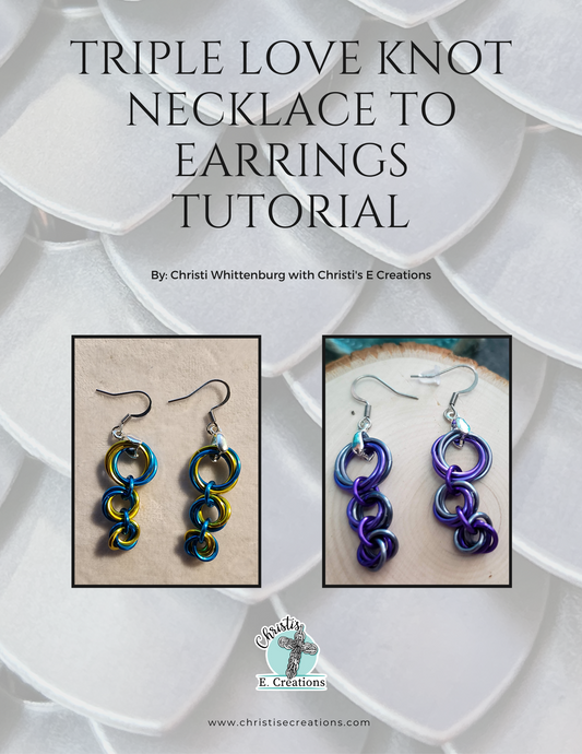Chainmaille Triple Love Knot Pendant/Necklace to Earrings Digital Dowload PDF Tutorial