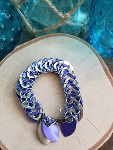Purple and Silver scale maille bracelet
