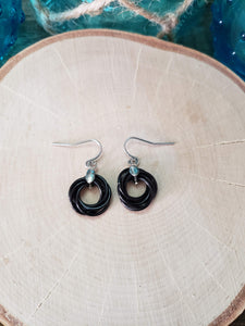 Onyx Chainmaille Love Knot Earrings