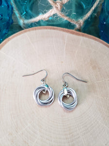 Platinum Chainmaille Love Knot Earrings