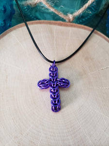 Lilac Chainmaille FullPersian Cross Necklace