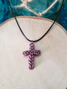 Mauve Chainmaille FullPersian Cross Necklace