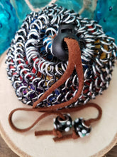 Load image into Gallery viewer, Onyx and Platinum Chainmaille Pouch (Dice Bag)
