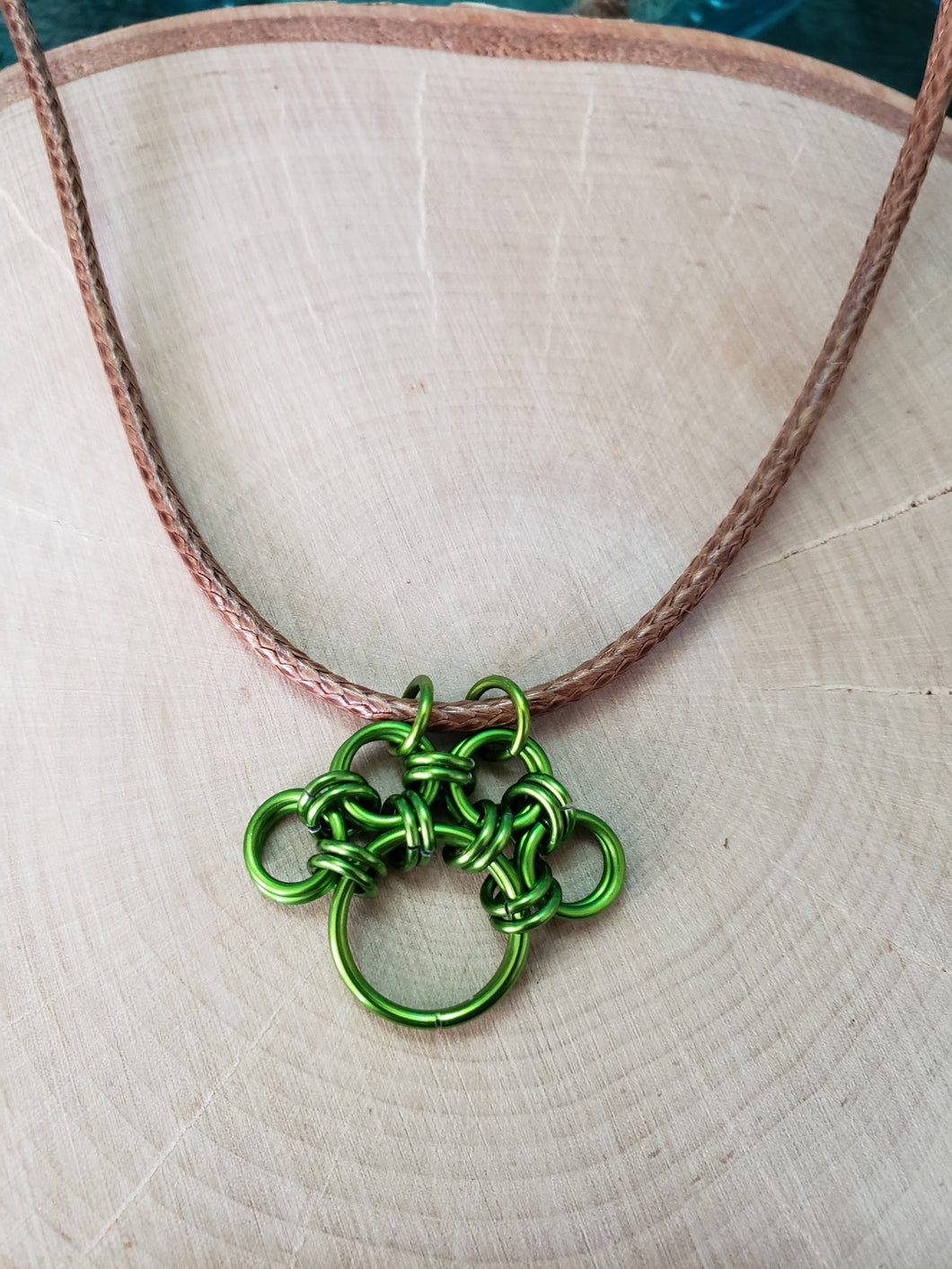 Sour Apple Chainmaille Paw Print Necklace