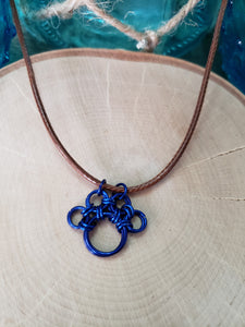 Cobalt Chainmaille Paw Print Necklace