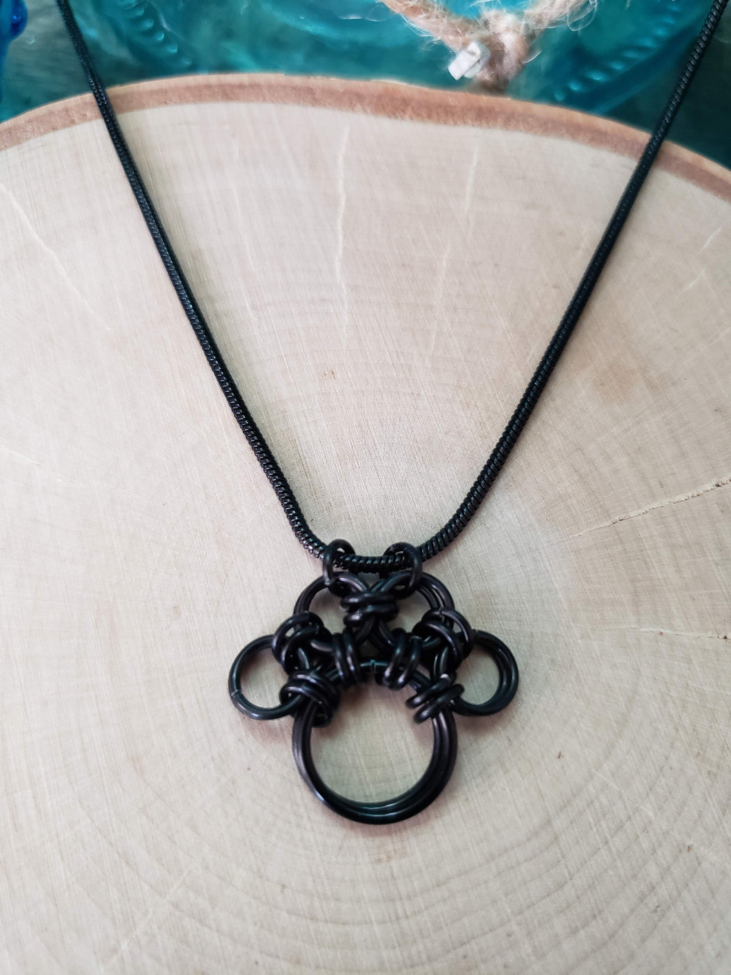 Onyx Chainmaille Paw Print Necklace