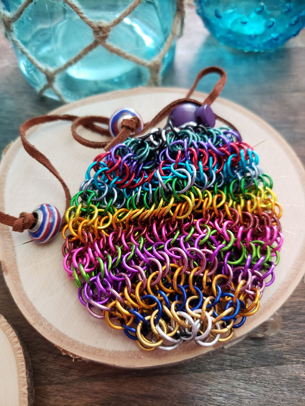 Rainbow Chainmaille Pouch (Dice Bag)